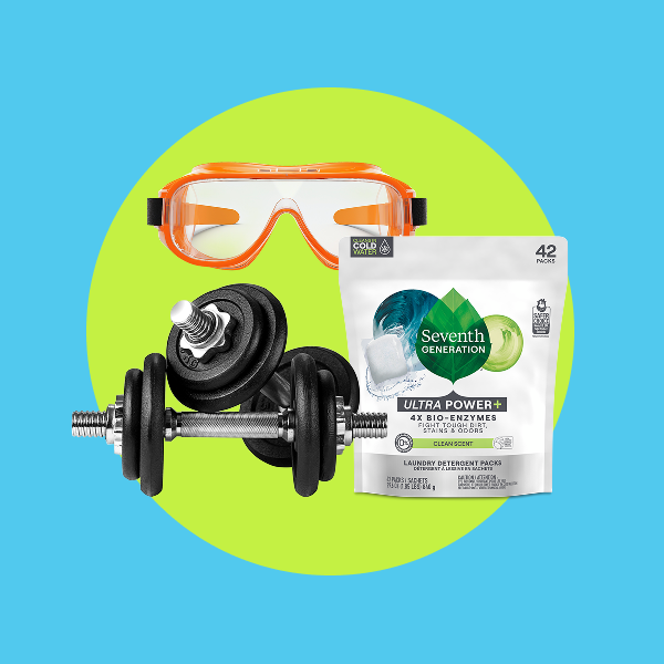 The Straight Shooter - Seventh Generation Laundry packs with dumbells and snorkel mask