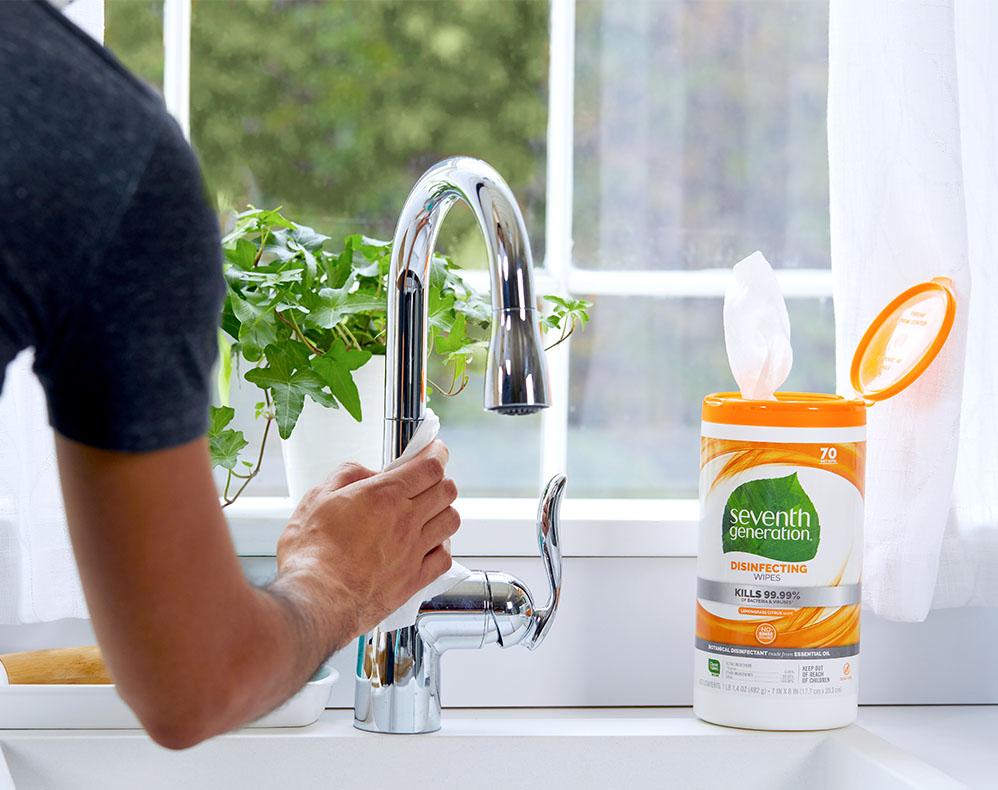 Disinfecting Wipes Next to Sink