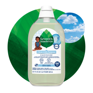 EasyDose Laundry  Baby - Front of bottle on leaf background